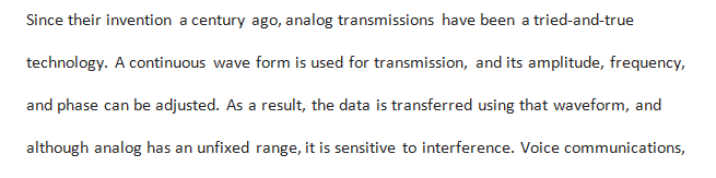 Analog transmission