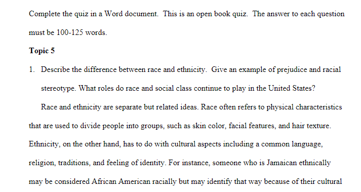 Describe the difference between race and ethnicity