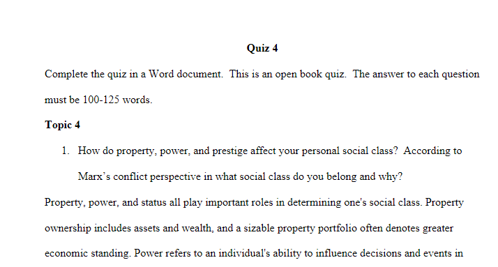 How do property, power, and prestige affect your personal social class