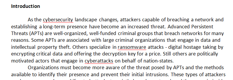 The Cybersecurity Threat Landscape Team Assignment