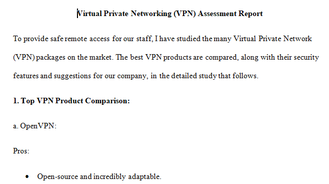 Virtual Private Networking (VPN) Assessment Report