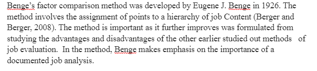 Benge's Factor Comparison Method