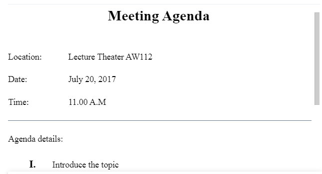 Creating Meeting Agenda