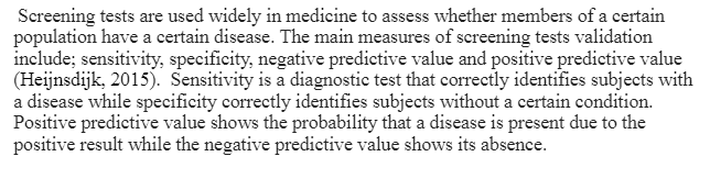 Disease Screening Methodology