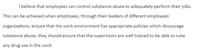 Employees and Control of Substance Abuse 