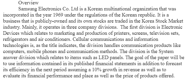 Evaluation of Samsung’s Corporate Performance