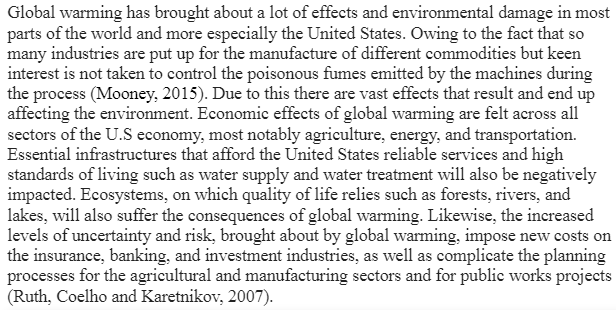 Global Warming Impact on U.S Economy