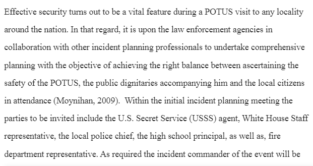 Incident Plan Summary-During POTUS Visit