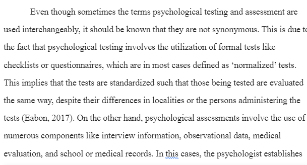 Psychological Testing and Psychological Assessments