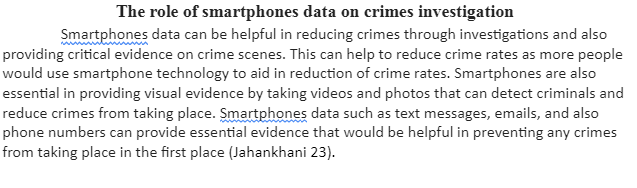 Smartphones' Data Role on Crimes Investigations