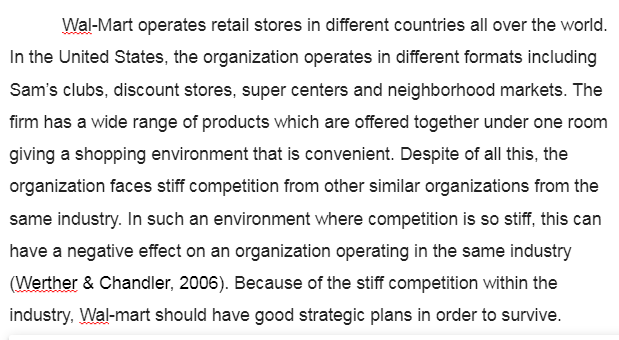 Strategic Management in Walmart