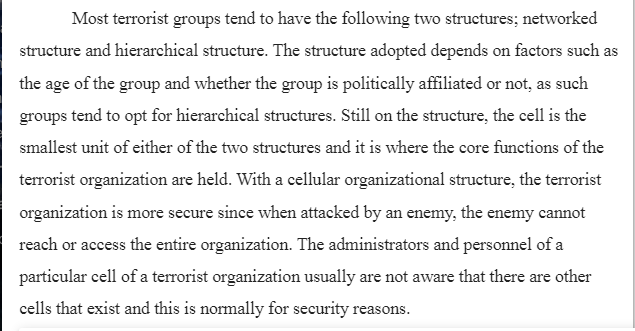 Structure of Terrorist Groups