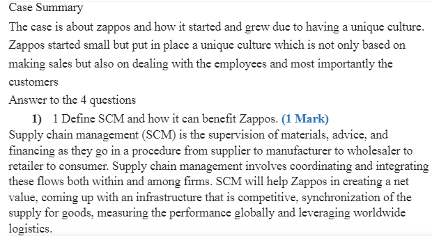 Supply Chain Management-Zappos 