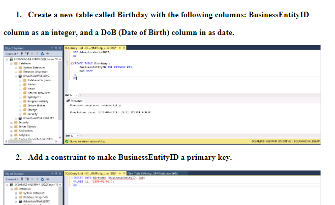 Tables, Keys, and Constraints-SYM-400