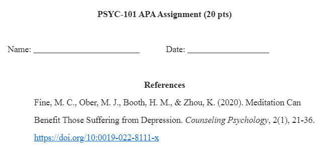 APA Assignment-PSYC-101 