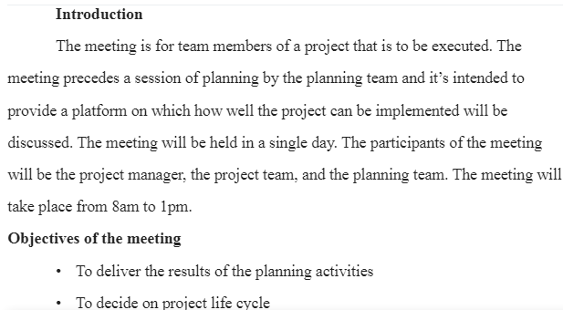 Agenda For A Team Meeting