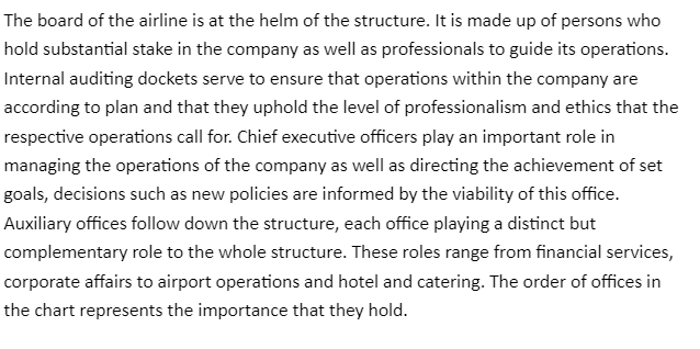 Airline Company Organizational Structure