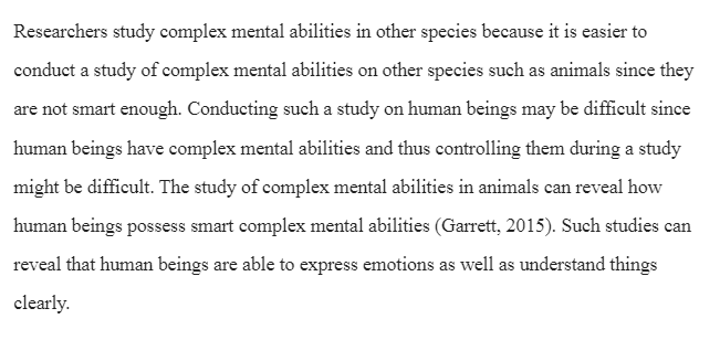 Animal Studies of Complex Mental Abilities