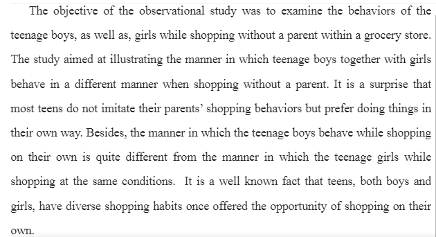 Behaviors of Teenage Boys and Girls Shopping 