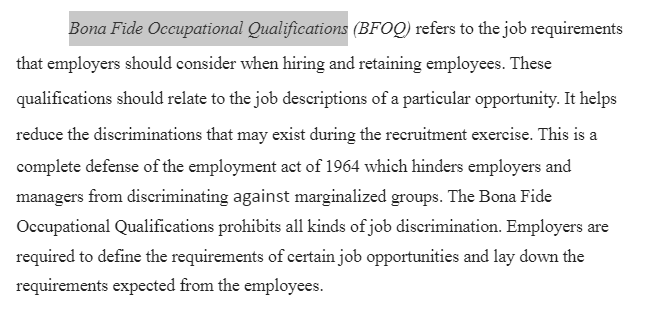 Bona Fide Occupational Qualifications