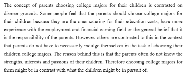 Choosing Child's College Major