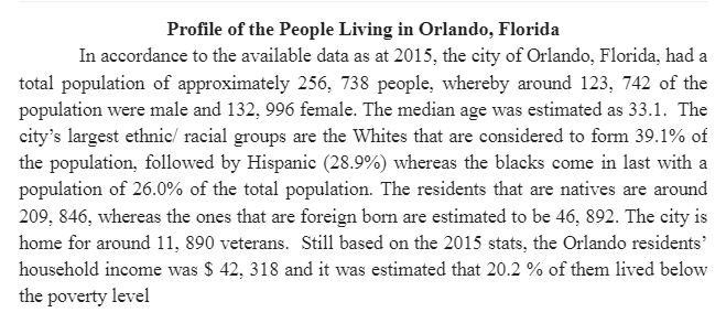 Demographic Profile of Orlando, Florida