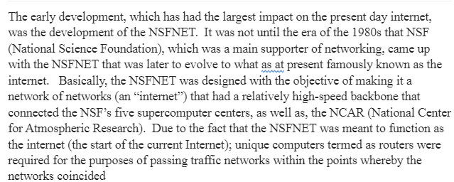 Development of the Internet