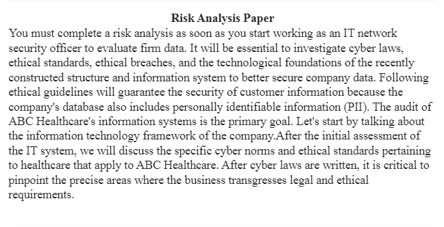 Draft of Risk Analysis Paper-IT-412