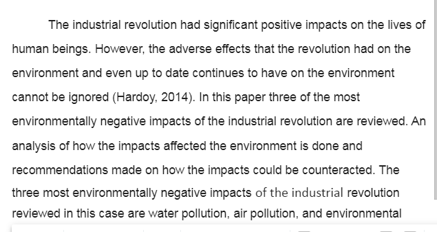 Environmental Issues and the Industrial Revolution