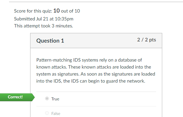 Firewalls & IDS Quiz EIGHT-INT-2681