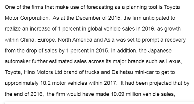 Forecasting as a Planning Tool