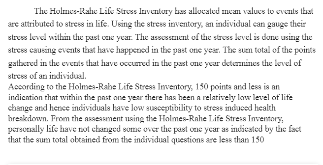 Holmes-Rahe Life Stress Inventory