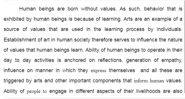 Influence of Arts on Human Values