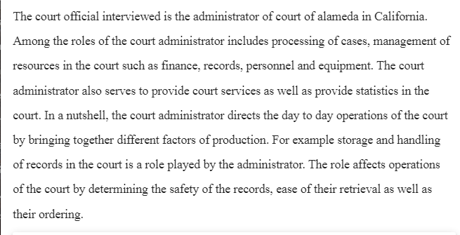 Interview With Court Administrator