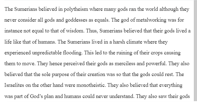 Israelites' Vs. Sumerians' Relationship With Their God