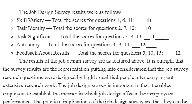 Job Design and Job Crafting Surveys