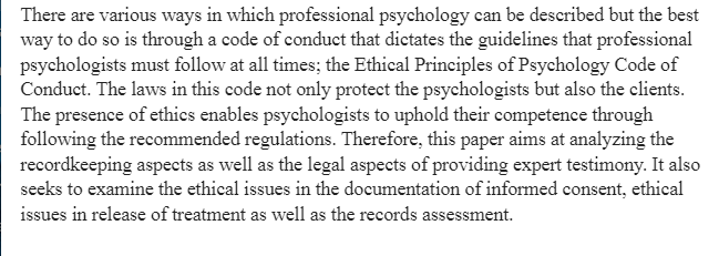 Legal and Ethical Psychology