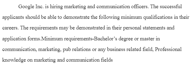 Marketing and Communication Officer Qualifications