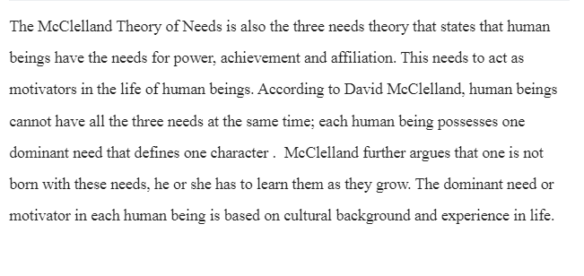 McClelland Theory of Needs