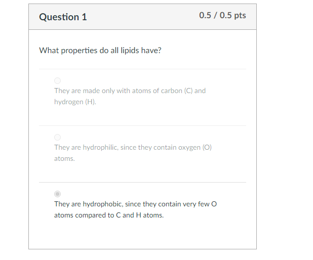 Online Homework 7-Lipids-BIOL-107