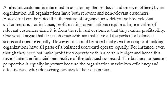 Organization's Relevant Customers