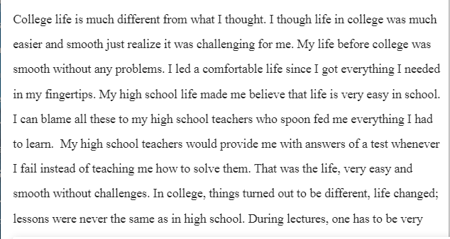 Personal Narrative-Challenges in College