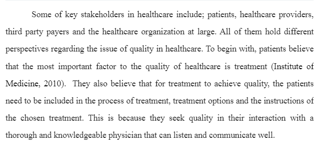 Perspectives of Quality in Healthcare