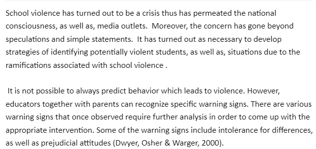 Predictor of School Violence