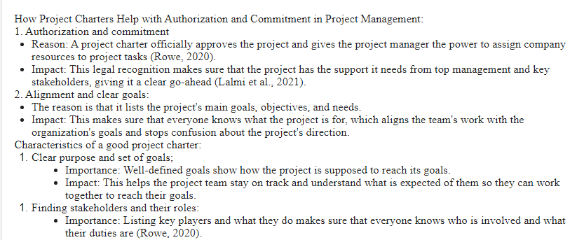 Project Charters and Scope Statements-

Assessment Description

Discuss two reasons why project charters are an important part of project management. Identify three traits of an effective project charter and explain why each is important. Then, discuss two reasons why scope statements are an important part of project management. Identify three traits of effective scope statements and explain why each is important. How do project charters and scope statements differ?

Answer Preview-Project Charters and Scope Statements-BIT-415 