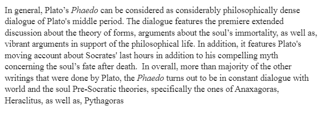 Review of Plato's Phaedo