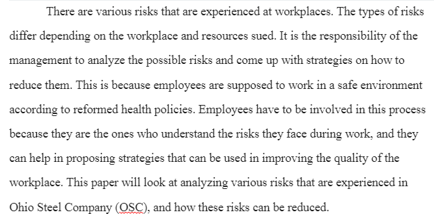 Risk Management in the Workplace