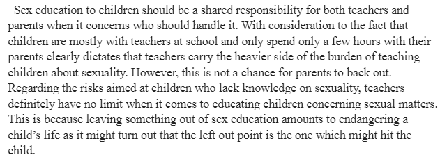 Sex Education in Schools