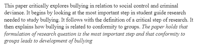 Social Control and Criminal Deviance: Bullying