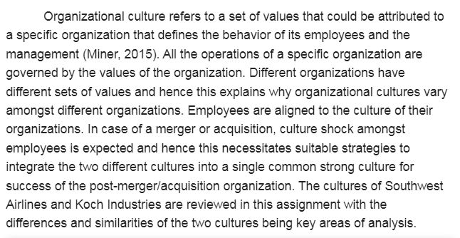 Southwest Airlines Vs. Koch Industries Organizational Cultures